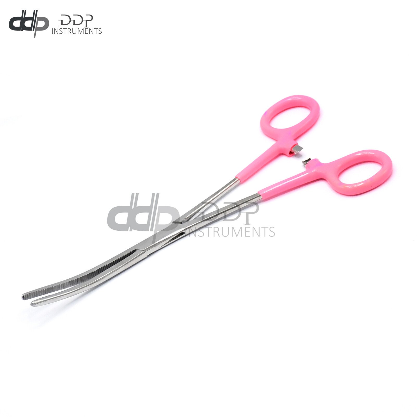GERMAN STAINLESS ROCHESTER PEAN HEMOSTAT FORCEPS STR+CVD SERRATED TIP 10"-PINK - Image 3