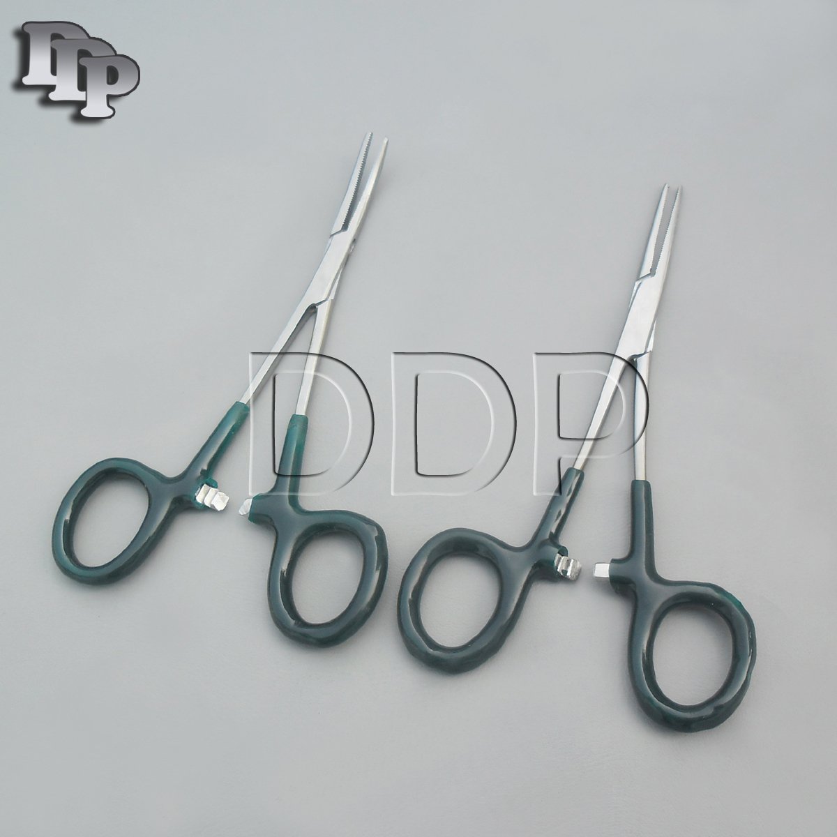 Hemostats Crile Forceps Surgical Green Dep Handle 6" Straight + Curved