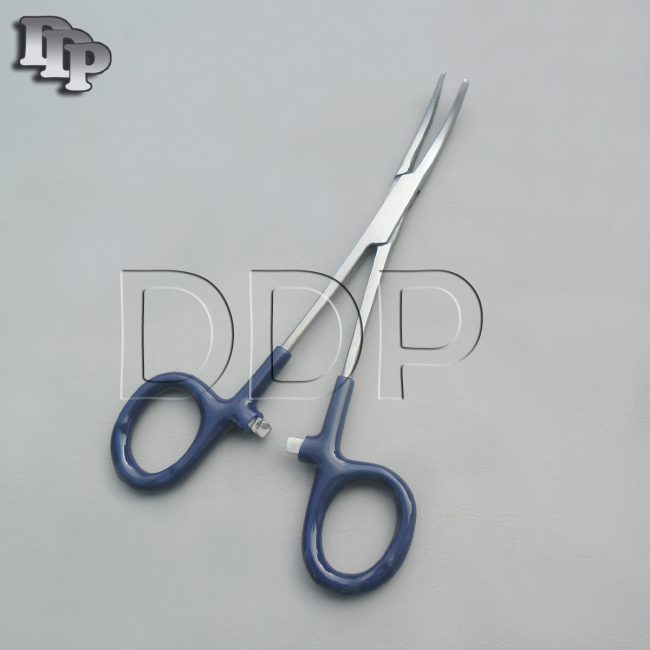 Hemostats Crile Forceps Surgical Instruments, Blue Dep Handle 5.50" Curved