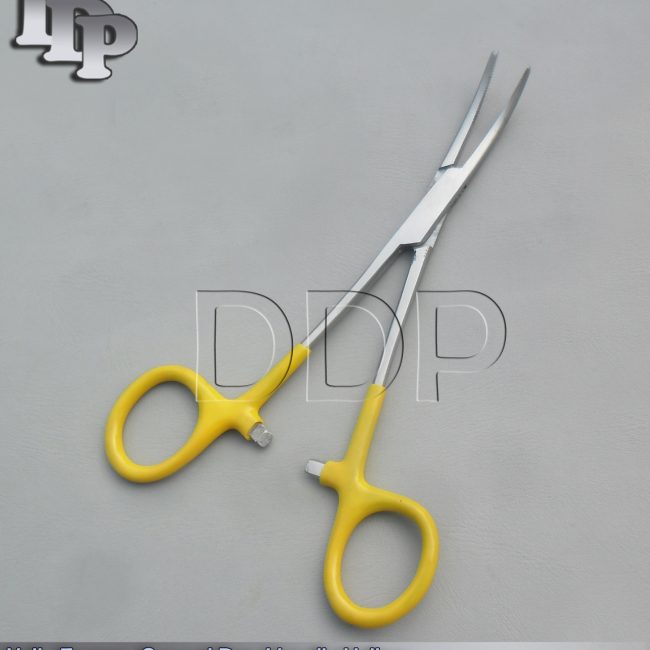 Hemostats Kelly Forceps Surgical Instruments, Yellow Dep Handle 6.25" Curved