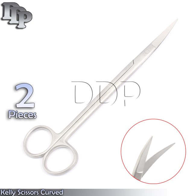Kelly Scissors Curved 16 cm Dental Surgical Micro Scissors 2 Pieces
