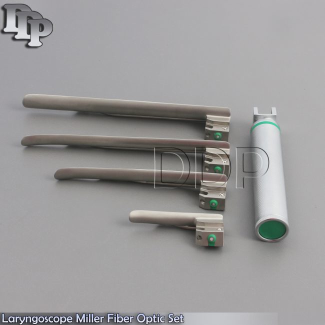 Laryngoscope Miller Fiber Optic Set LED, No. 1, 2, 3 & 4 with Handle LS-3094