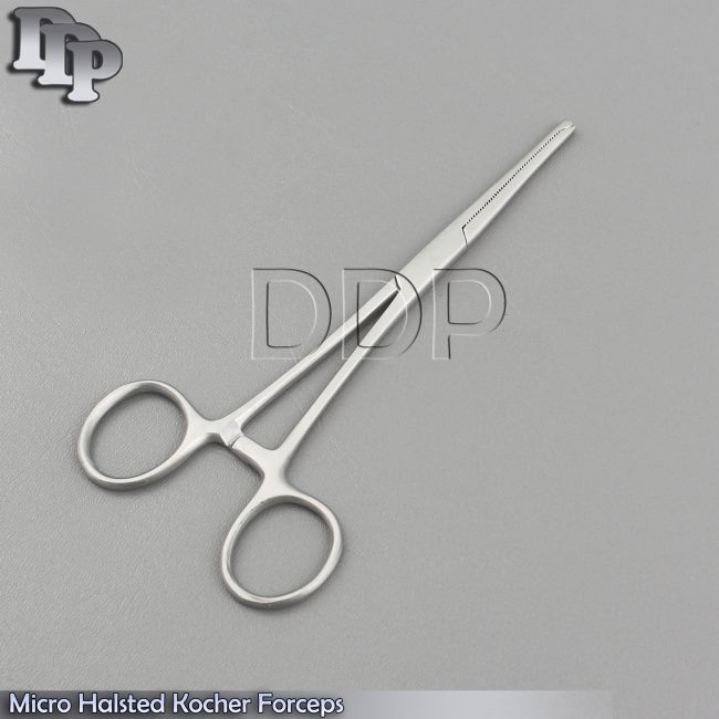 MICRO HALSTED CLAMP KOCHER LOCKING FORCEPS 5'' 1x2 STRAIGHT HEMOSTAT LAB PLIERS