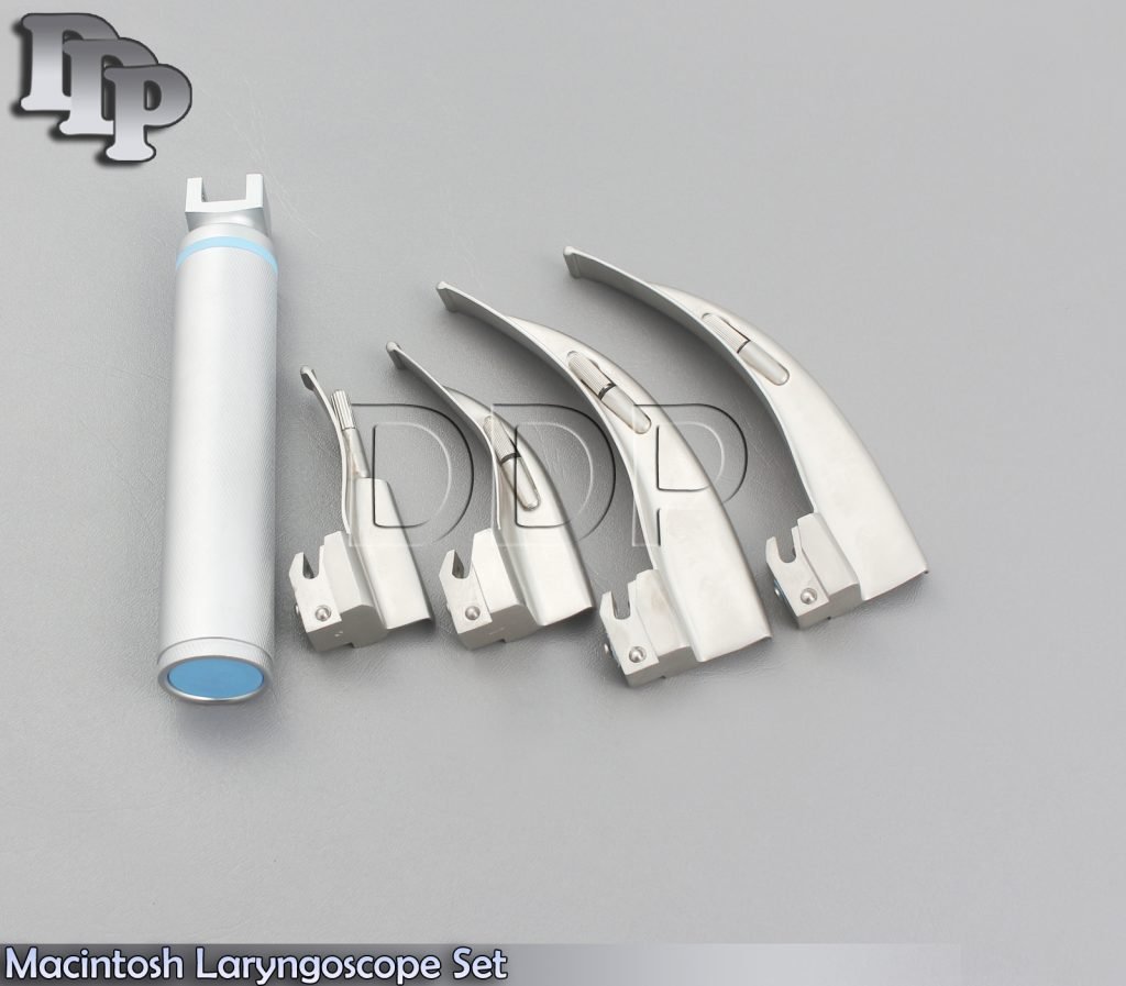 Macintosh Laryngoscope Set No. 1, 2, 3 & 4 Blades Bright Light
