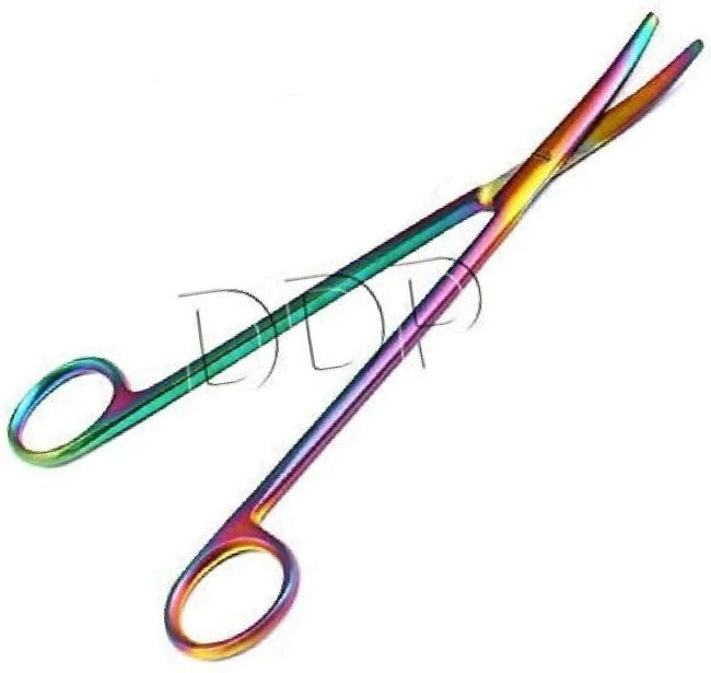 Metzenbaum Scissors 7" Curved Multi Titanium Color Surgical Dental Instruments