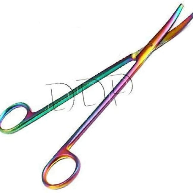 Metzenbaum Scissors 7" Curved Multi Titanium Color Surgical Dental Instruments