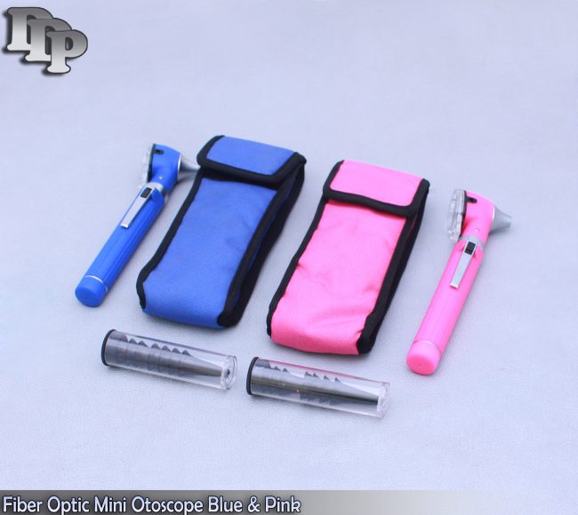 Pro Physician 2.5V Halogen Light FiberOptic Otoscope Diagnost Set Blue & Pink