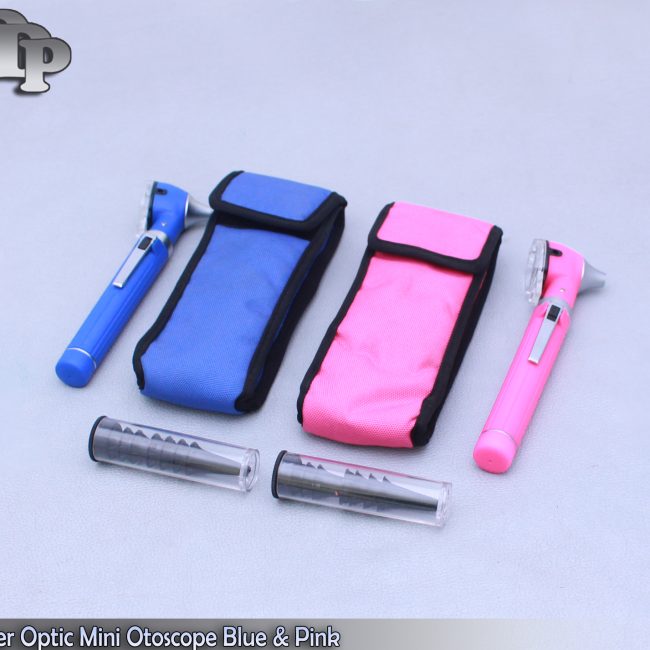Pro Physician 2.5V Halogen Light FiberOptic Otoscope Diagnost Set Blue & Pink
