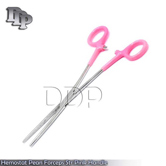 ROCHESTER PEAN HEMOSTAT FORCEPS STRAIGHT SERRATED TIP 8"-Pink Dep