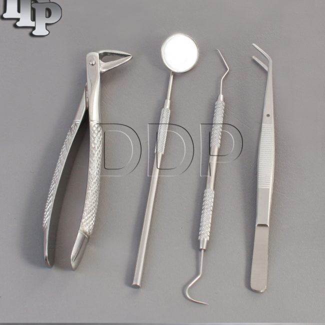 SET OF 4 PCS ORAL DENTAL SURGERY EXTRACTION KIT WITH EXTRACTING FORCEPS #74N