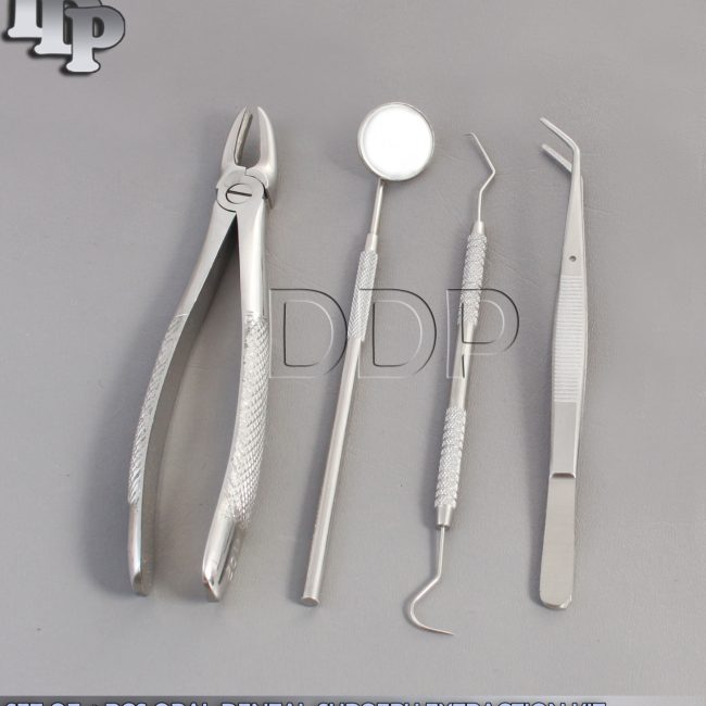SET OF 4 PCS ORAL DENTAL SURGERY EXTRACTION KIT WITH EXTRACTING FORCEPS #MD2
