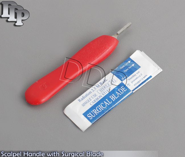 Scalpel Handle #5 with Red Color 10 Surgical Blade # 10 Dental Instruments