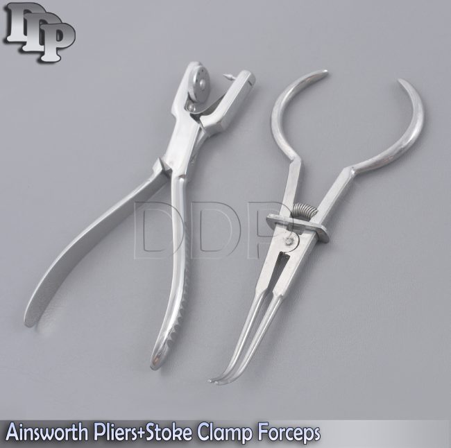 Set Of 2 Dental Anisworth Rubber Dam Punch Stoke Pliers Orthodontic Lab Tools