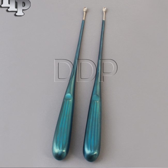 Set Of 2 Pcs Spratt Brun Bone Curette Size 1,2 Blue Coated Surgical Instrument