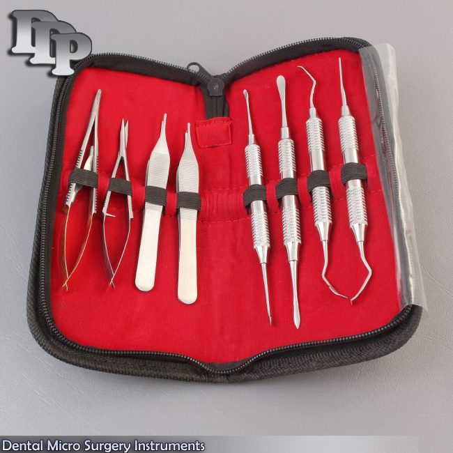 Set Of 8 Dental Micro Surgery Instruments Surgical Dental with Beautiful Pouch