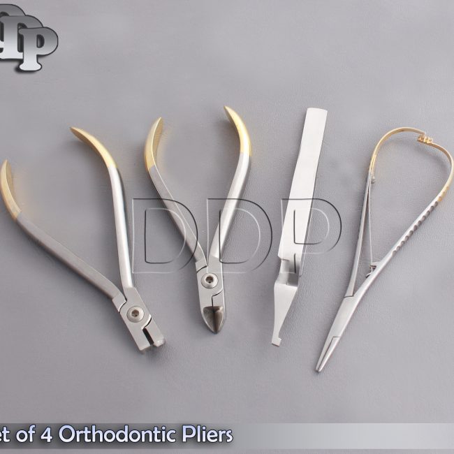 Set of 4 Distal End+Hard Wire Cutter TC Orthodontic Pliers Mathieu Needle Holder