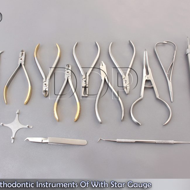Set of Orthodontic Instruments Of 13 Pieces Stainless With Star Gauge DN-491