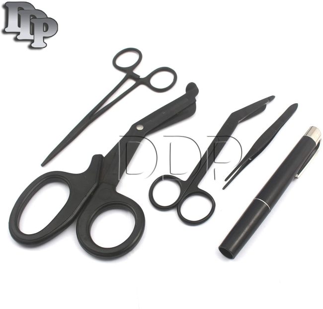 Shears; EMT/Scissors combo pack w/holster Tactical Black scissors forceps light