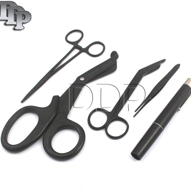 Shears; EMT/Scissors combo pack w/holster Tactical Black scissors forceps light