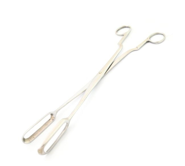 Sopher ovum forceps 12'' Straight Serrated 12.0mm wide jaws Ring Handle DS-1788