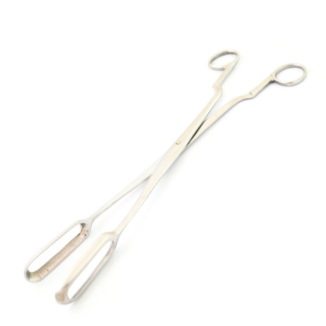 Sopher ovum forceps 12'' Straight Serrated 12.0mm wide jaws Ring Handle DS-1788