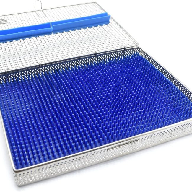 Sterilization Mesh Perforated Cassette 11 X 8 X 1.3 W/ Blue Silicone Pad DN-2506