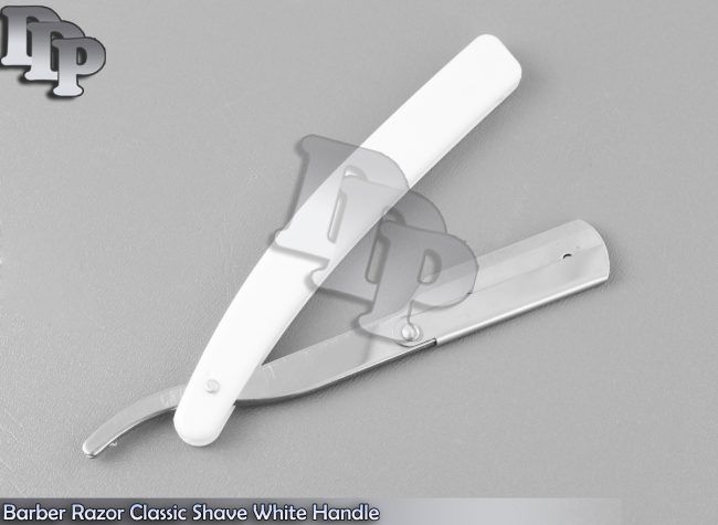 Straight Barber Razor Classic Shave White Handle