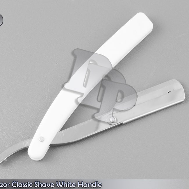 Straight Barber Razor Classic Shave White Handle