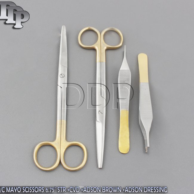 T/C MAYO DISSECTING SCISSORS 6.75" STR +CVD +ADSON BROWN +ADSON DRESSING FORCEPS