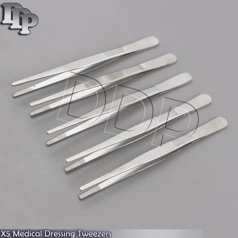 X5 Medical Dressing Tweezers 14cm Surgical Tissue Thumb Forceps Serrated Tip Lab