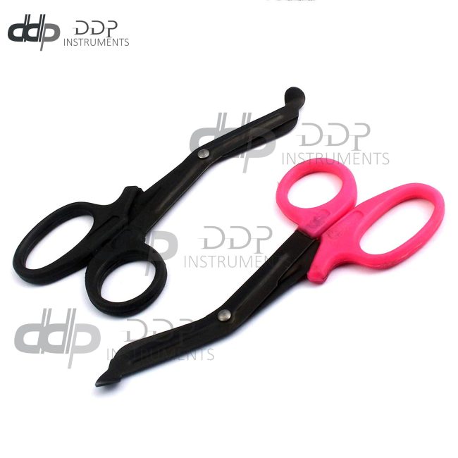 2 (Black Pink) Fluoride Black Coated Trauma Paramedic EMT Shears Scissors 5.5"