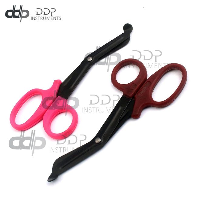 2 (Pink Maroon) Fluoride Black Coated Trauma Paramedic EMT Shears Scissors 5.5"