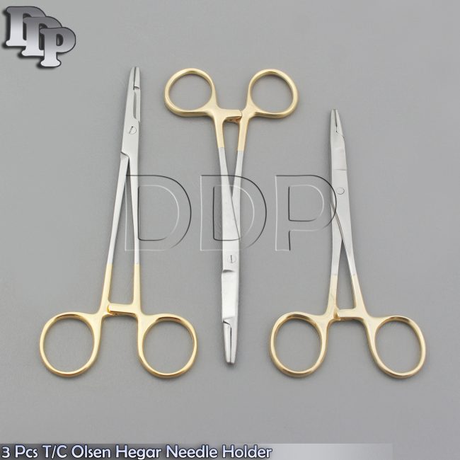 3 GERMAN T/C OLSEN HEGAR NEEDLE HOLDER 5+5.5"+6" SURGICAL VETERINARY INSTRUMENT
