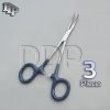 3 Hemostats Crile Forceps Surgical Instruments, Blue Dep Handle 5.50" Curved
