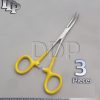 3 Hemostats Crile Forceps Surgical Instruments, Yellow Dep Handle 5.50" Curved