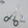 3 Hemostats Kelly Forceps Surgical Instruments, Green Dep Handle 5.50" Curved
