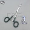 3 Hemostats Kelly Forceps Surgical Instruments, Green Dep Handle 5.50" Straight