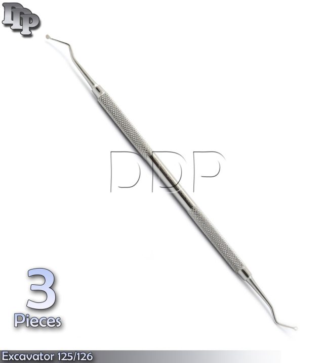 3 Pcs Dental Excavators 125/126 Restorative Double Ended Spoon 2.5mm Instruments