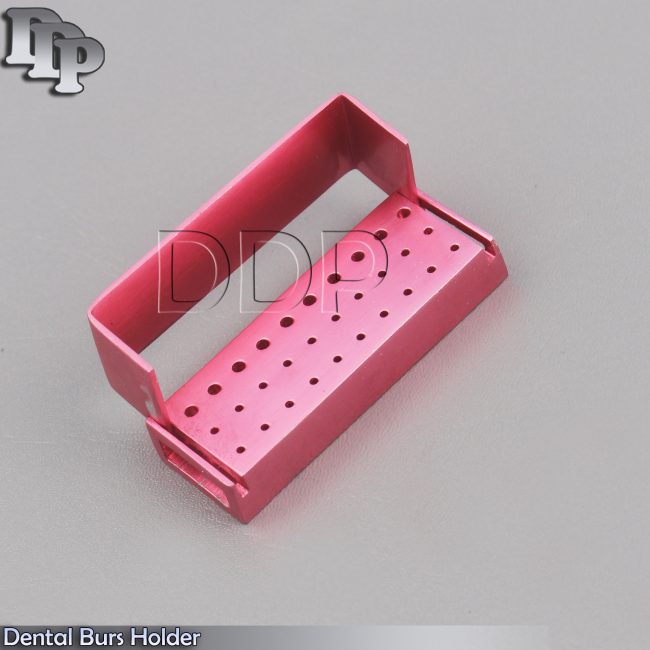 30 Holes Dental Aluminum Bur Burs Holder Box Autoclave Pink Color DN-2087