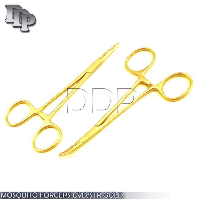 4 MOSQUITO LOCKING HEMOSTAT FORCEPS 5" CVD/STR GOLD