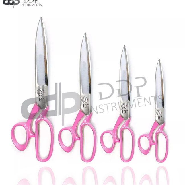 4 Pc Tailor Upholstery Scissors Shears 8",10",12", 14" Heavy Duty - Pink Handle