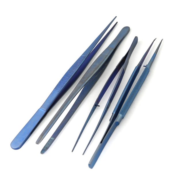 4 Piece Lens Holding Forceps + Thumb Dressing Tweezers Titanium Surgical T.T-257