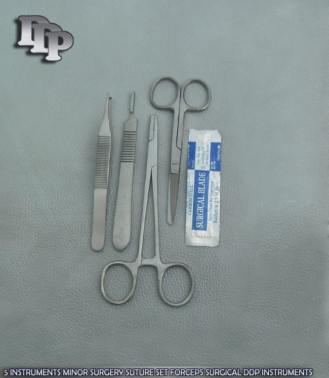 5 INSTRUMENTS MINOR SURGERY SUTURE SET FORCEPS SURGICAL INSTRUMENTS