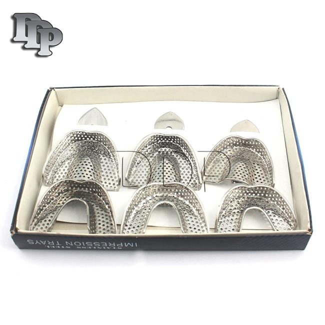 6 German Dental Autoclavable metal Impression Trays Stainless Steel Upper Lower