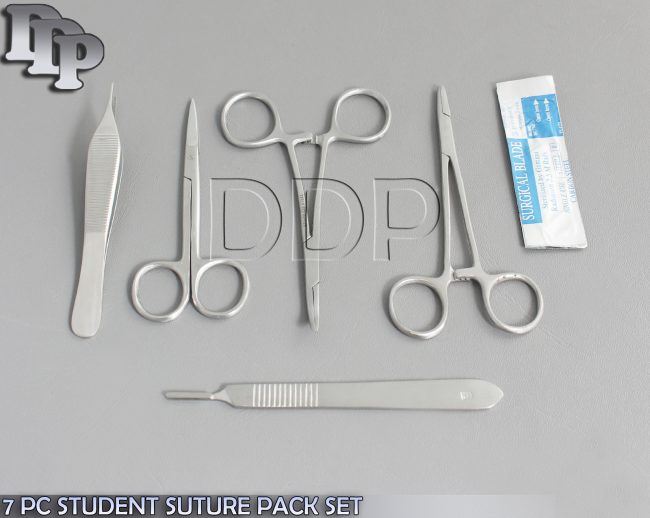 7 PC STUDENT SUTURE SURGICAL PACK SET KIT INSTRUMENTS