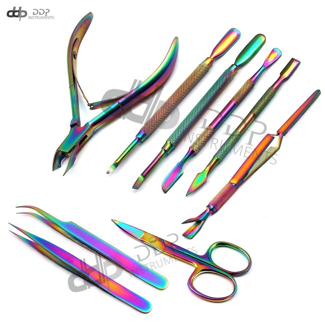 9 Pcs/set Multi Color Cuticle Nipper Cuticle Remover Nipper Scissors Pusher Kit
