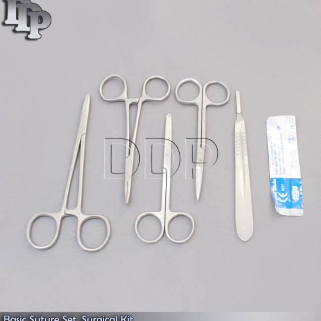 Basic Suture Set Surgical Kit Needle Holder Forceps Scissors & Scalpel#4 DS-1182