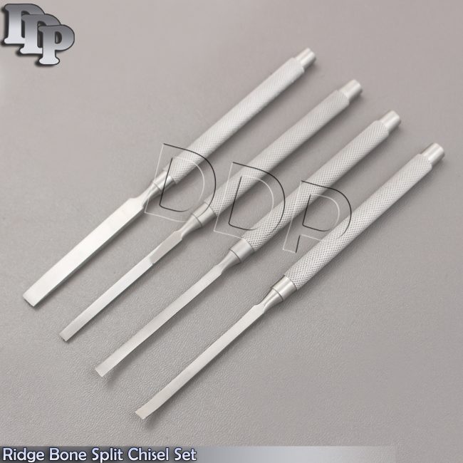 Chisels Str/Cvd Ridge Ends Dental Bone Splitting Surgical Instruments Set of 4