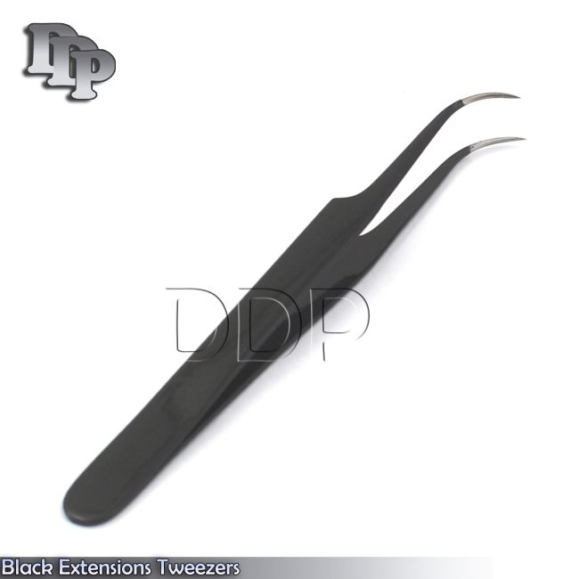 DDP Professional Curved Tweezers Black Eyelash Extension