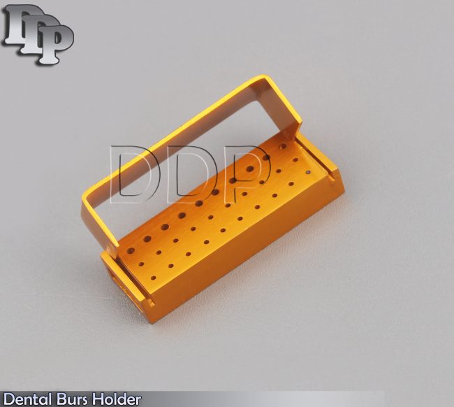 Dental Burs Holder Aluminum Box Autoclave 30 Holes Burs Gold DN-2083